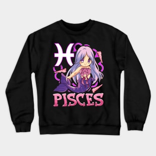 Pisces Manga Kawaii February March Birthday Zodiac Crewneck Sweatshirt